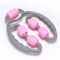 Trigger point roller wrapped around the calf