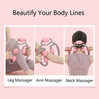 Muscle roller being used for leg massage