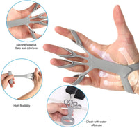 Finger extensor trainer stretched by hand