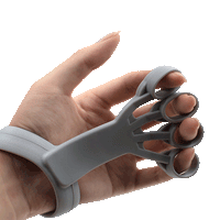 Silicone hand and finger grip trainer on hand